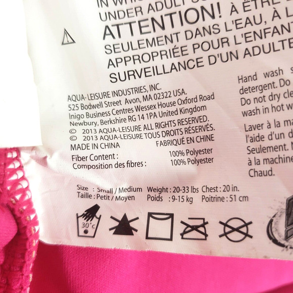 Leisure Swim School SIZE S/M Flotation Trainer 20-33LBS Girls Kids Pink - Picture 5 of 6